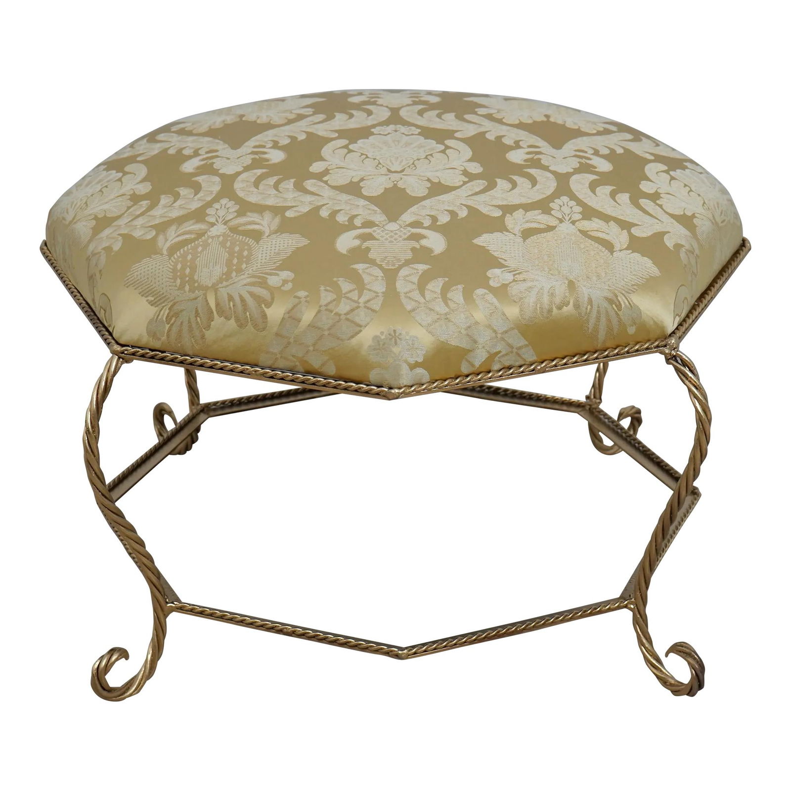 Italian Gold Finish Rope Twist Ottoman 30 x 30 x 19 (1 of 9)