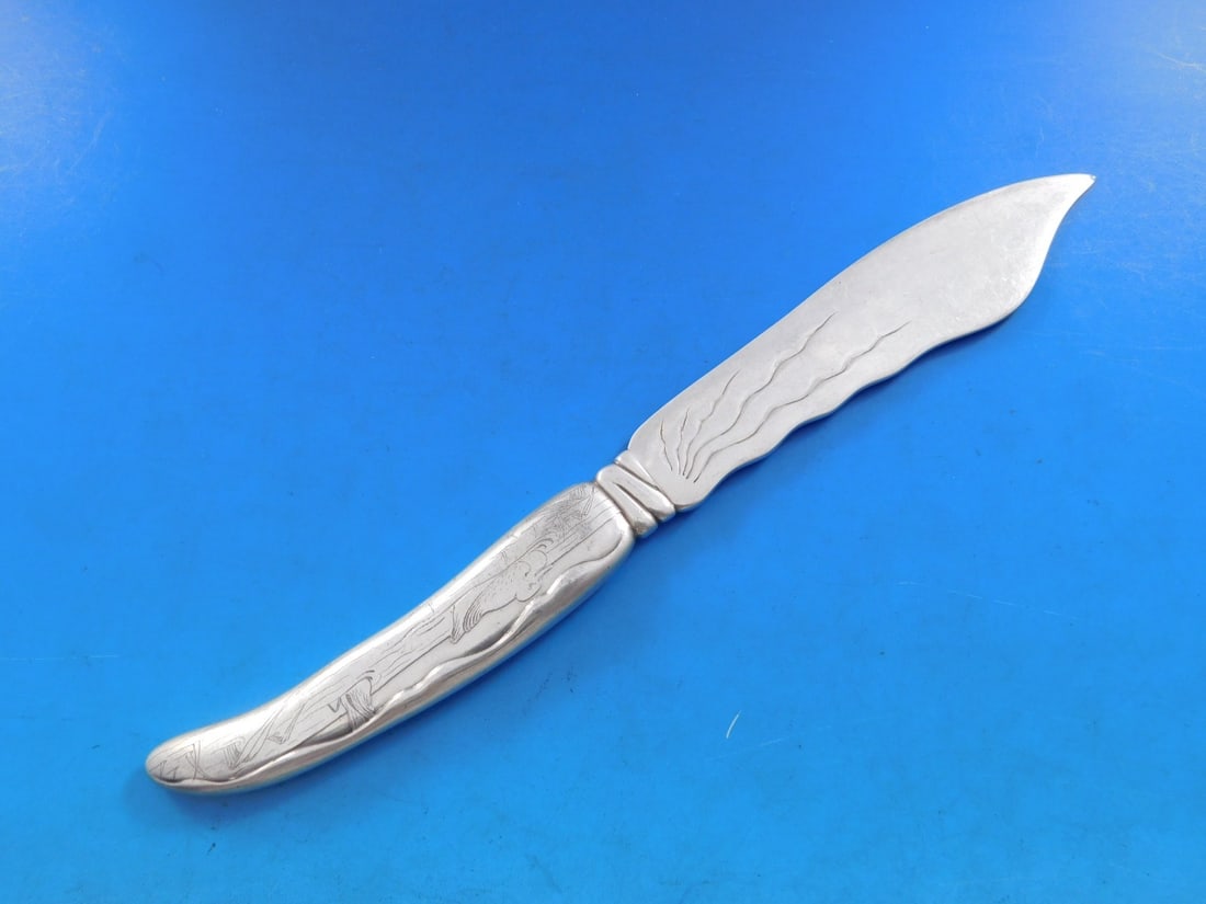 Tiffany Sterling Silver Fish Knife Lap Over Edge Duck Motif 7 7/8 inches (1 of 5)