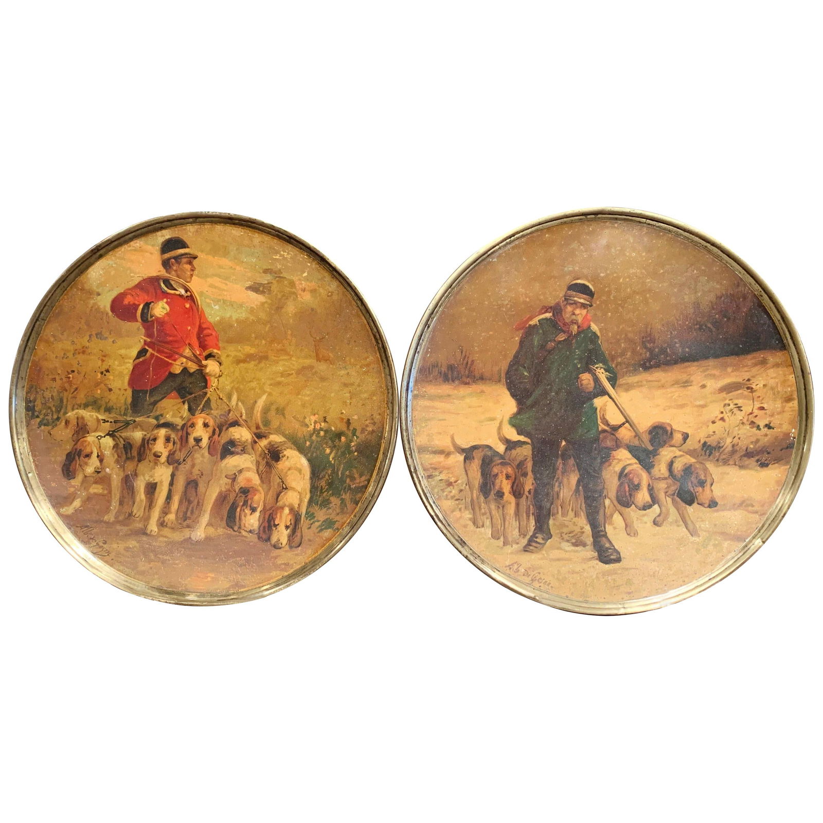 Pair of 19th Century French Hand-Painted Tole Wall Plates by A. de Gesne (1 of 13)