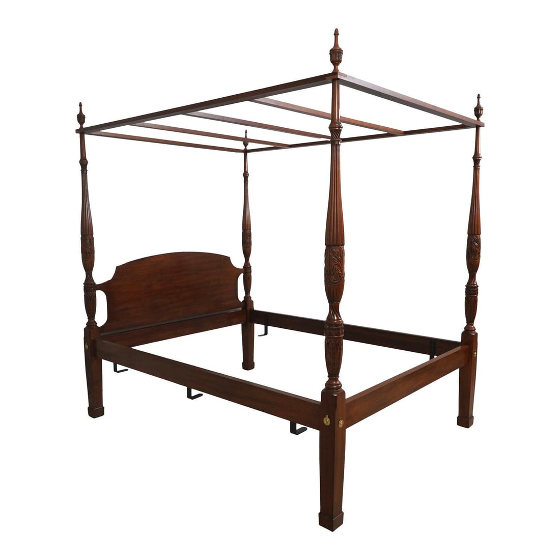 Henkel Harris 1989 Walnut Queen Poster Canopy Bed with Carved Details (1 of 10)