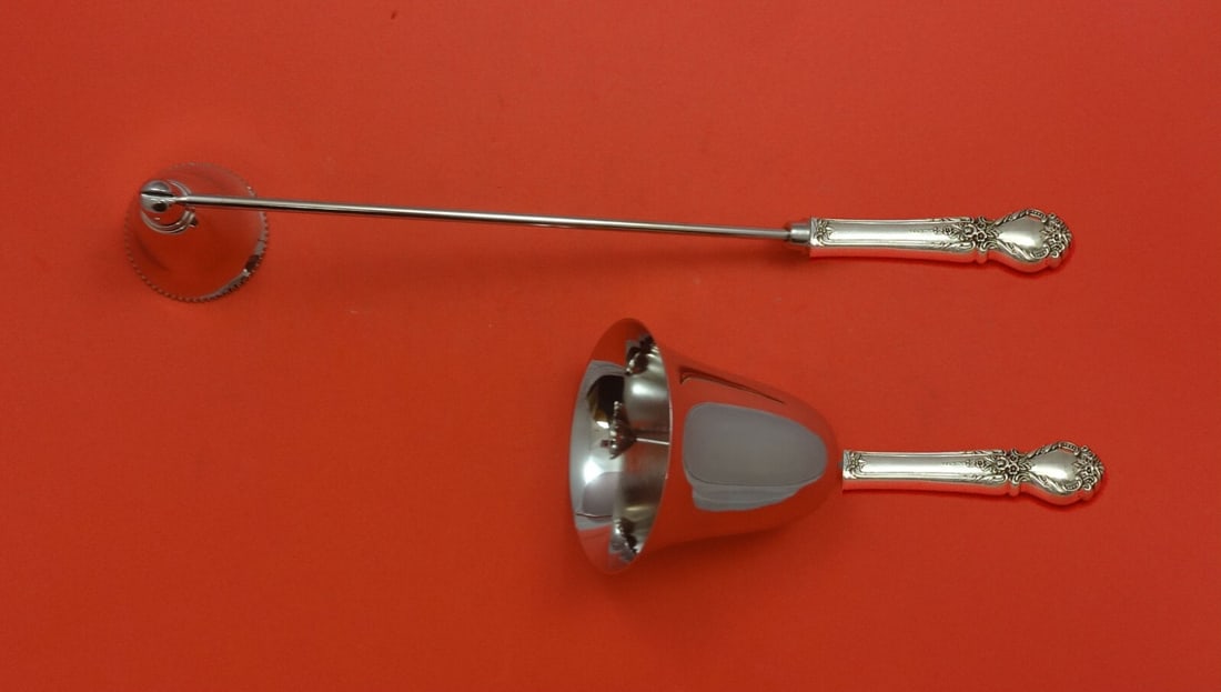 International Sterling Silver Brocade Hostess Set 2pc Dinner Bell Candle Snuffer: International Sterling Silver Brocade Hostess Set 2pc Dinner Bell Candle Snuffer Enhance your dining experience with this elegant 2-piece hostess set from the Brocade pattern by International Sterling