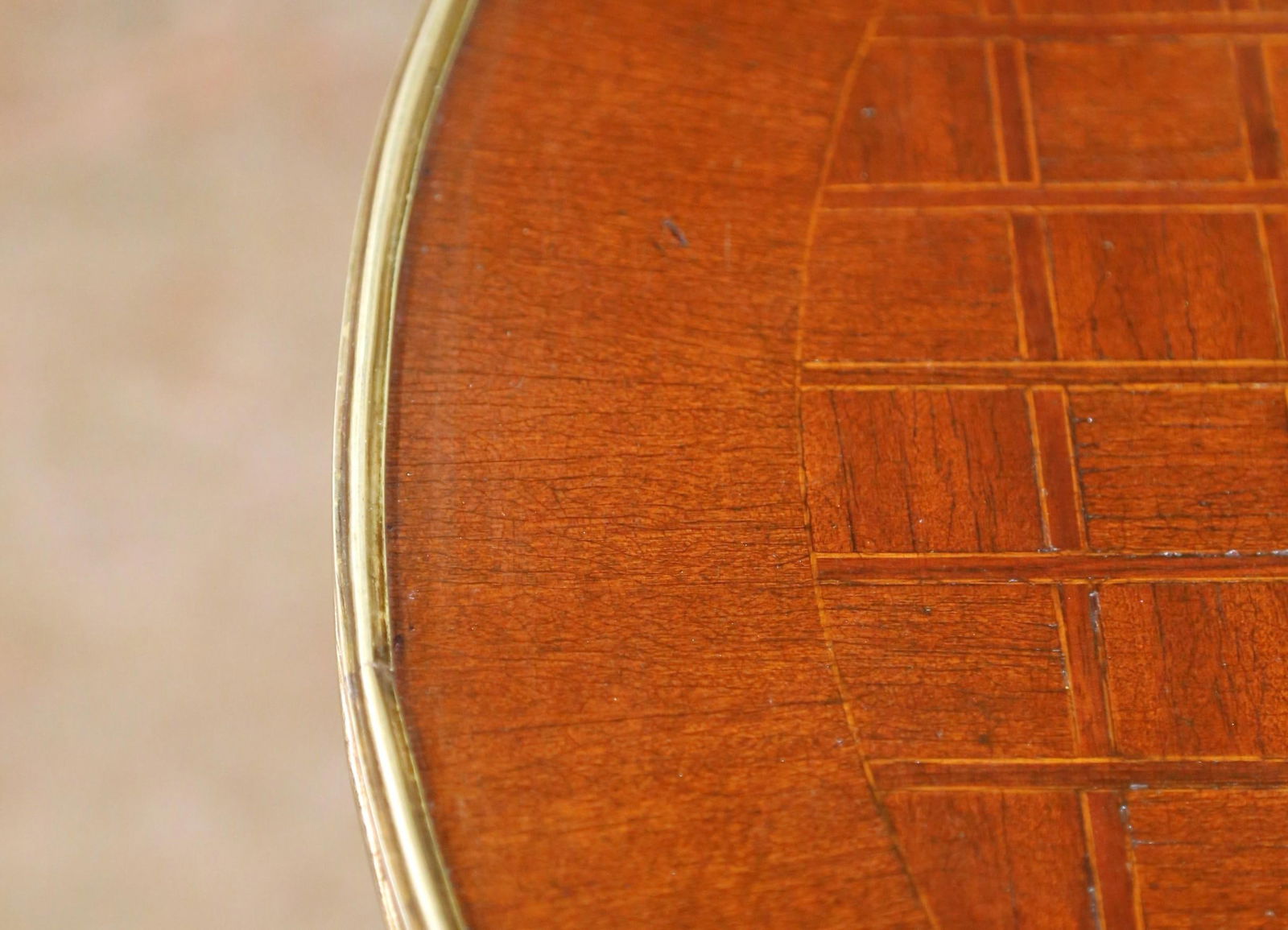 Louis XVI Style Mahogany Gueridon Table with Marquetry and Bronze Mounts - 3