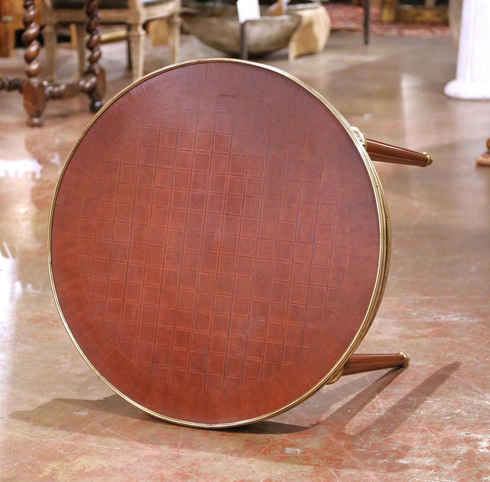 Louis XVI Style Mahogany Gueridon Table with Marquetry and Bronze Mounts - 8