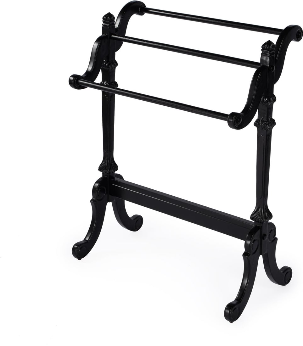 Butler Newhouse Blanket Stand Black Licorice Resin Rubberwood: Butler Newhouse Blanket Stand Black Licorice Resin Rubberwood Discover the elegance of the Classic Newhouse Blanket Stand, designed to enhance your home decor. This stylish blanket stand features a re