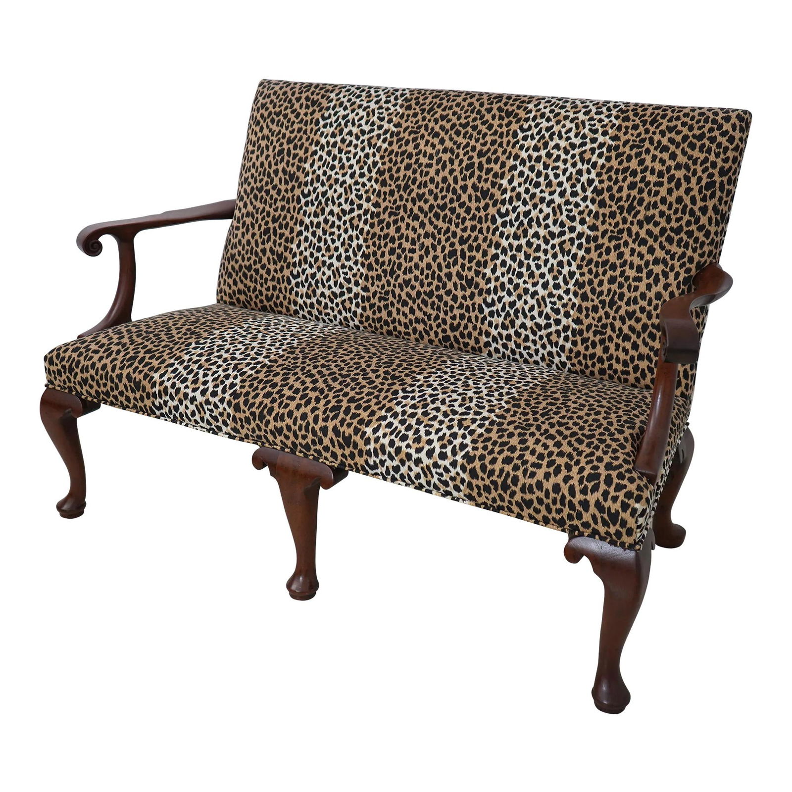 Kittinger Colonial Williamsburg CW-154 Mahogany Loveseat with Leopard Print Upholstery (1 of 10)