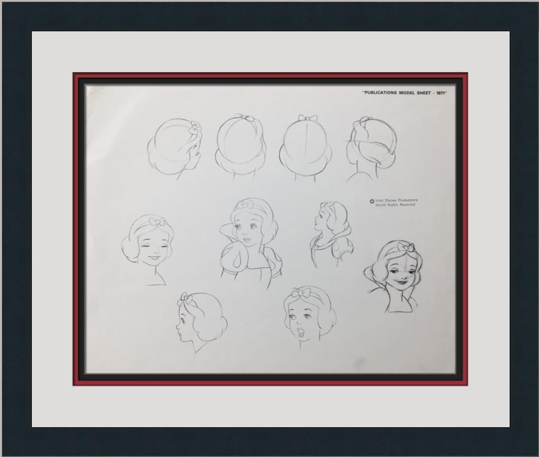 Walt Disney 1971 Snow White Original Model Sheet Custom Framed (1 of 6)