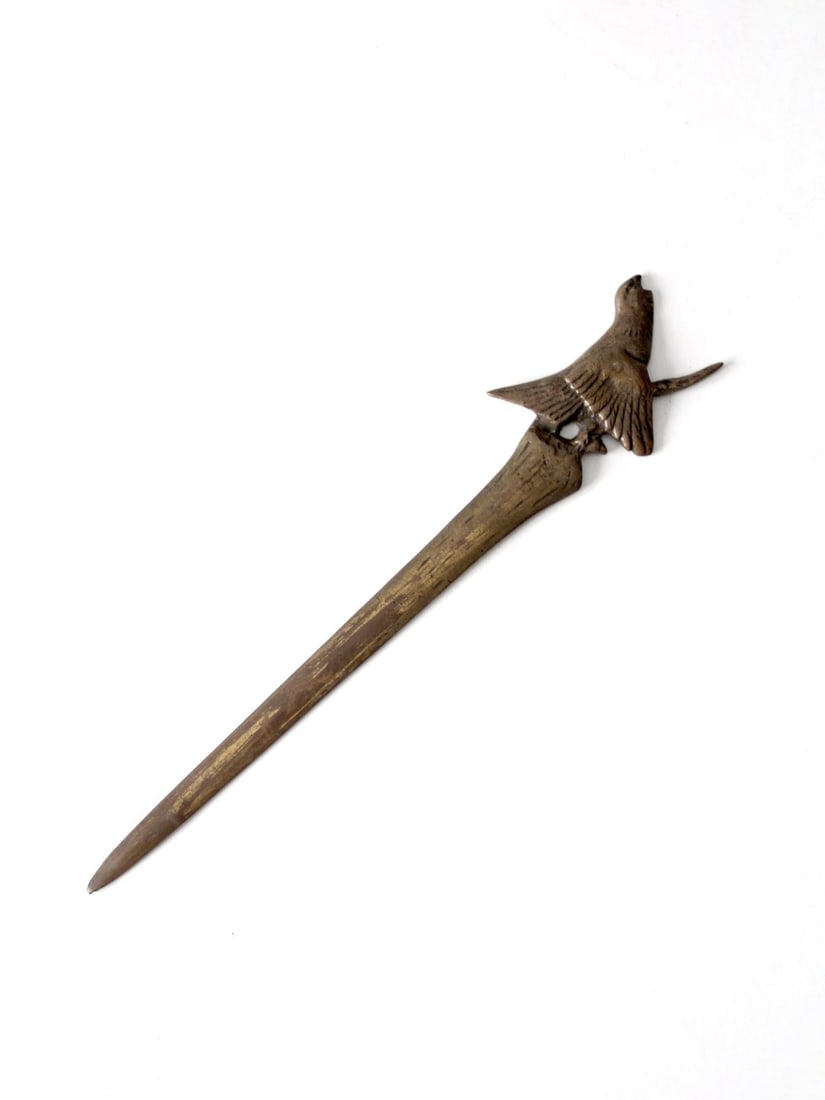 Vintage Belgian Brass Letter Opener with Bird Design 11.75 Inch (1 of 10)