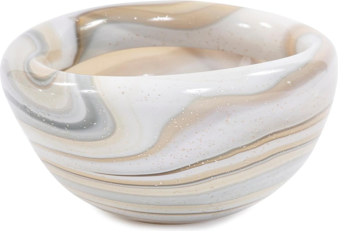 Howard Elliott Hand-Blown Glass Bowl - Contemporary Round Design (1 of 8)