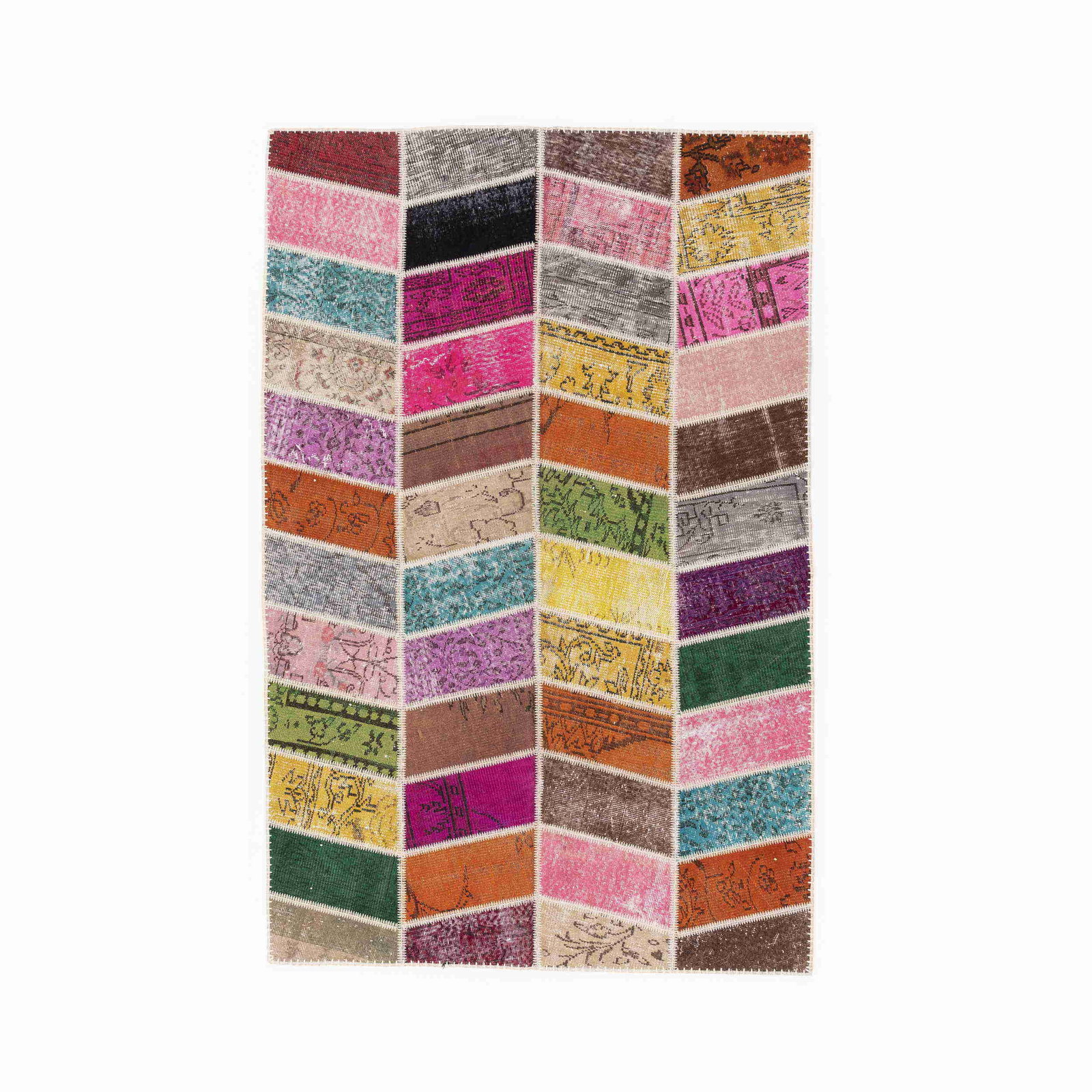 Authentic Handmade Patchwork Wool Carpet 60.6 x 93.3 Double Knots (1 of 8)