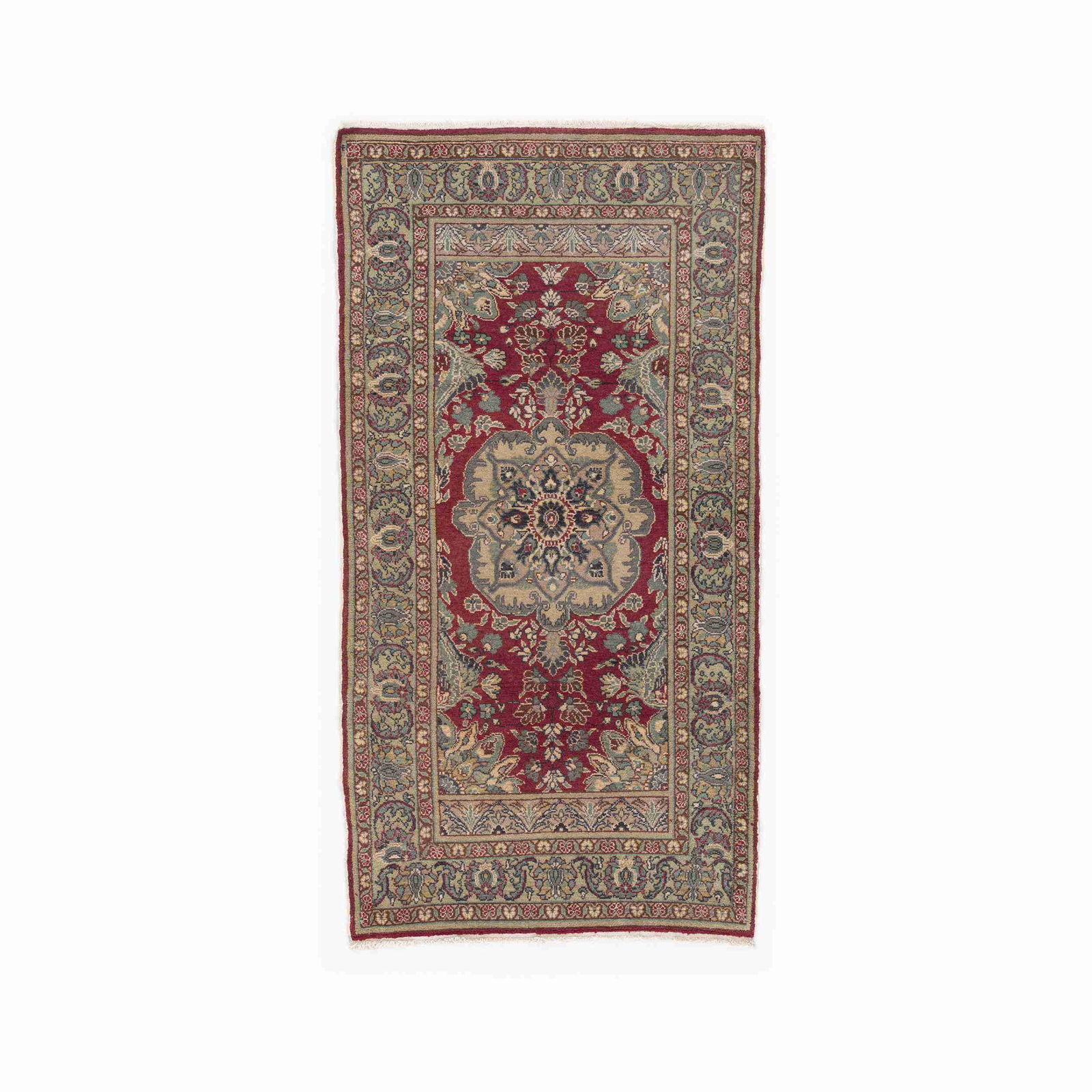 Handmade Kayseri Carpet Wool on Cotton Floral Design 35.8 x 66.9 (1 of 8)