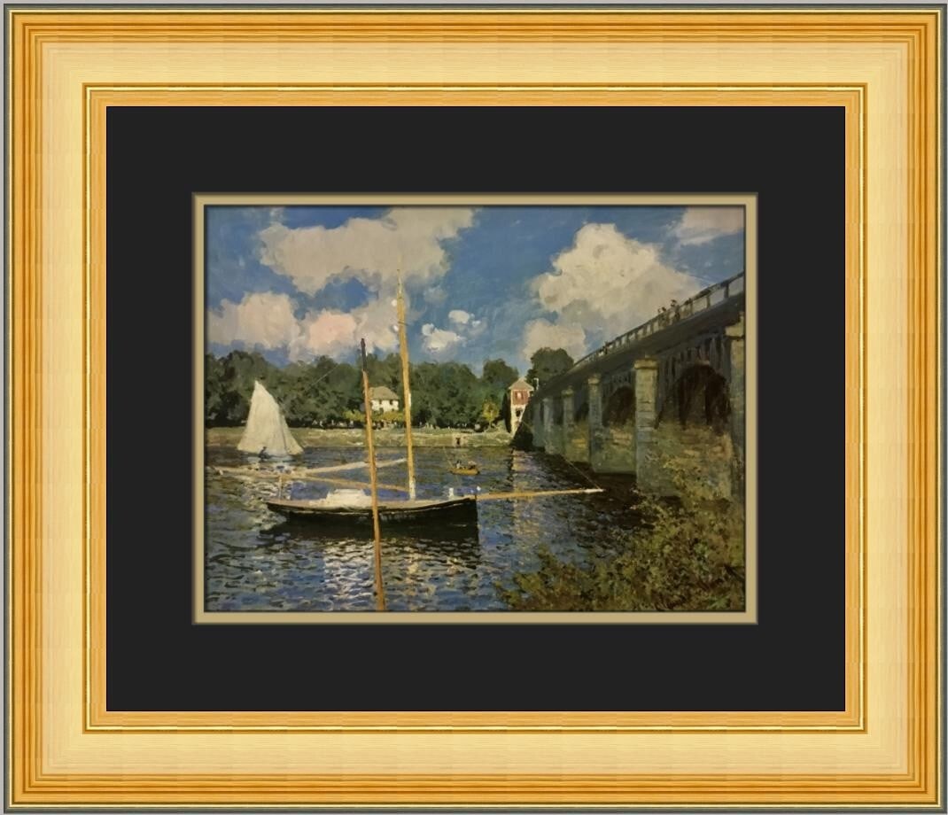 Claude Monet The Bridge at Argenteuil Custom Framed Art Print 16 x 19: Claude Monet The Bridge at Argenteuil Custom Framed Art Print 16 x 19 This exquisite custom framed print features Claude Monet's iconic artwork, "The Bridge at Argenteuil." Measuring 16 in. by 19 in.,