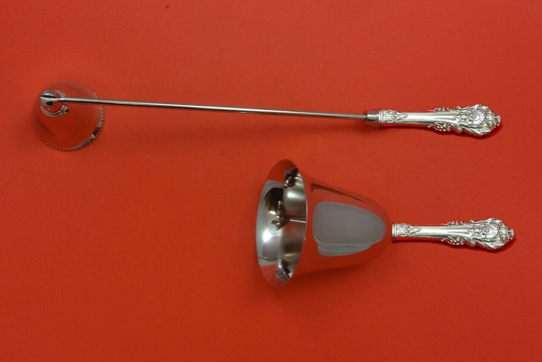 Wallace Sterling Silver Sir Christopher 2pc Hostess Set Dinner Bell Candle Snuffer (1 of 5)
