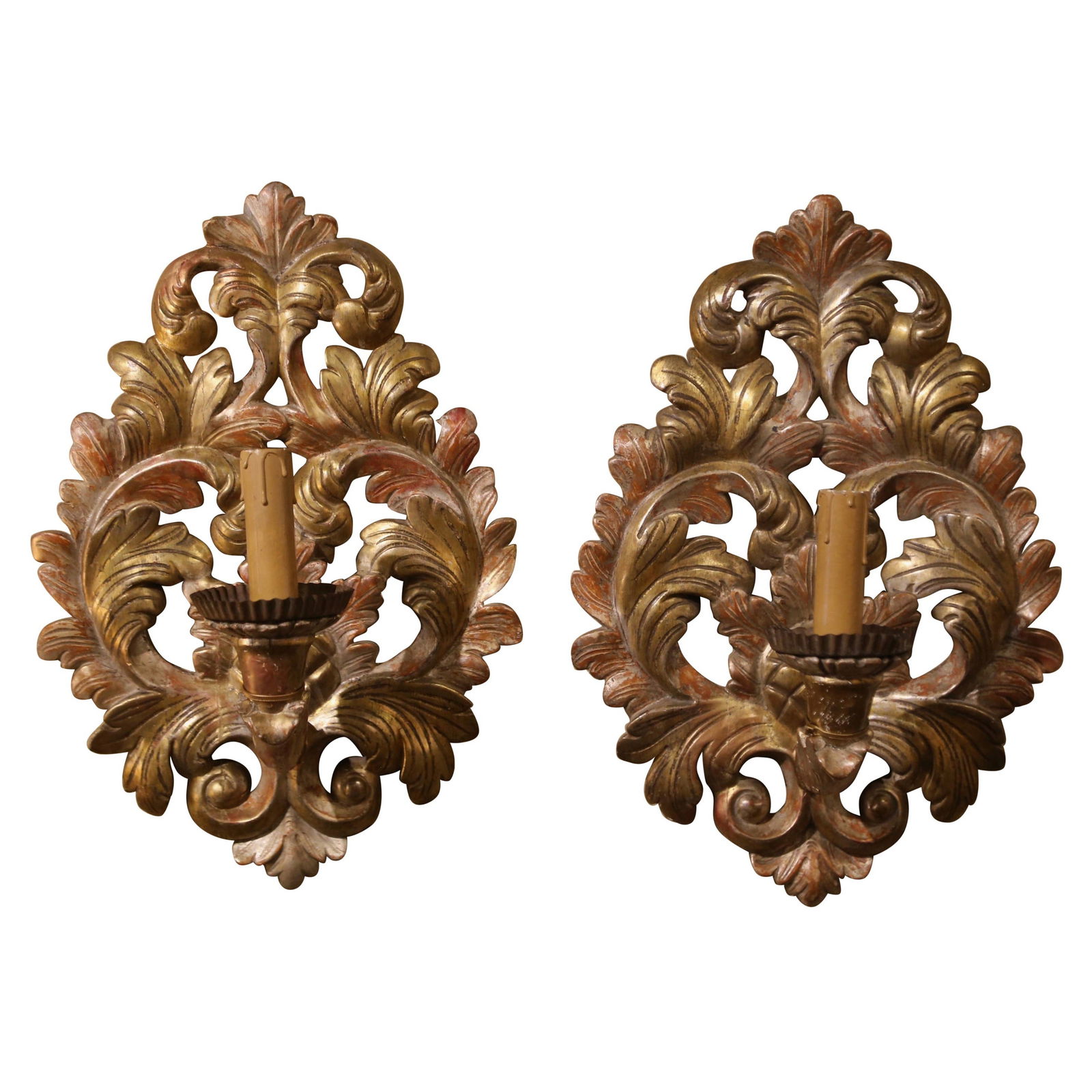 Set of 2 Antique 19th Century French Giltwood Wall Sconces (1 of 12)