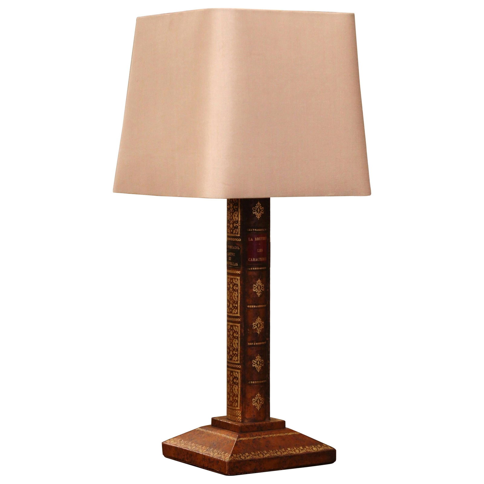 Midcentury French Leather Table Lamp circa 1970 with Shade (1 of 9)