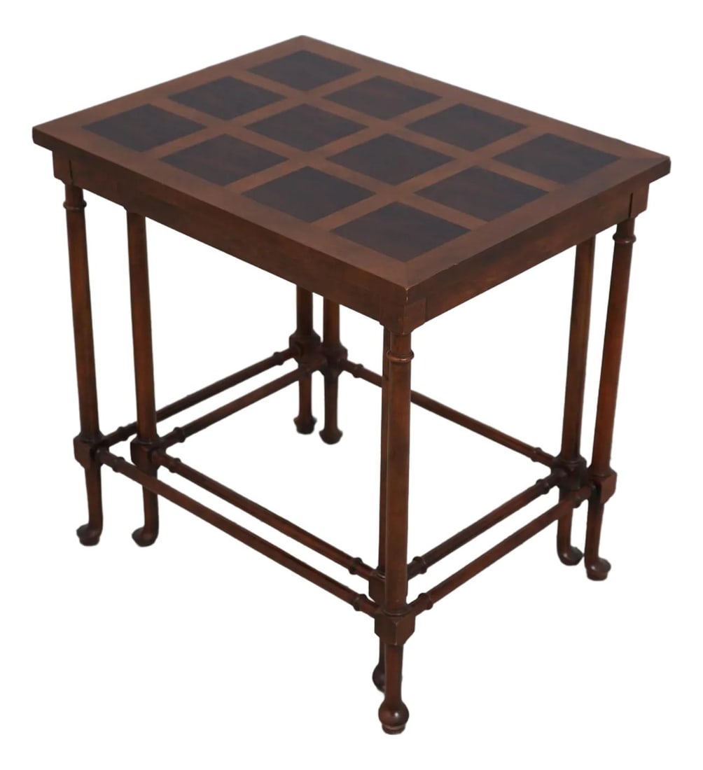 Baker Walnut George III Stacking Nesting Tables with Queen Anne Legs: Baker Walnut George III Stacking Nesting Tables with Queen Anne Legs This elegant set of Baker Walnut George III Stacking Nesting Tables features exquisite quality construction with a classic design i