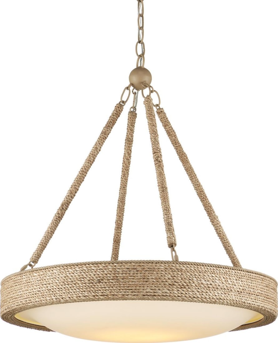 Currey Hopscotch Chandelier Adjustable Height Beige Finish (1 of 8)