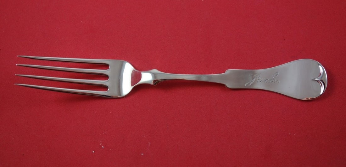 Whiting Fiddle Sterling Silver Fork 7 3/4 inches Monogrammed 1850-1899 (1 of 1)