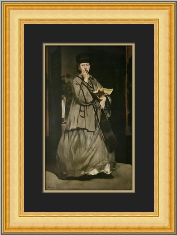 Edouard Manet The Street Singer Custom Framed Print 20 x 19 Impressionism: Edouard Manet The Street Singer Custom Framed Print 20 x 19 Impressionism This custom framed print of "The Street Singer" by Edouard Manet captures the essence of Impressionism, showcasing vibrant col