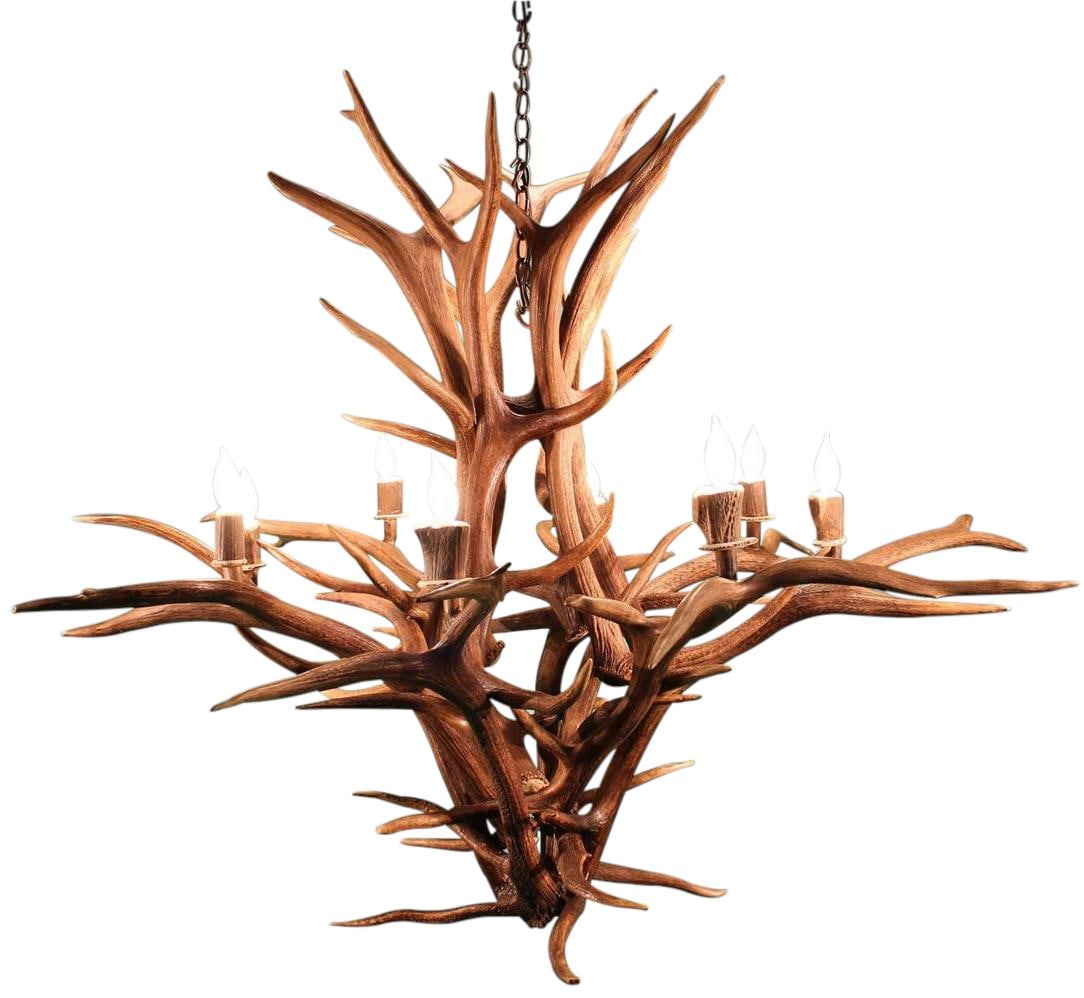 Sunbleached Elk Antler Bowl Chandelier 8 Bulbs Handmade Lodge Style (1 of 4)