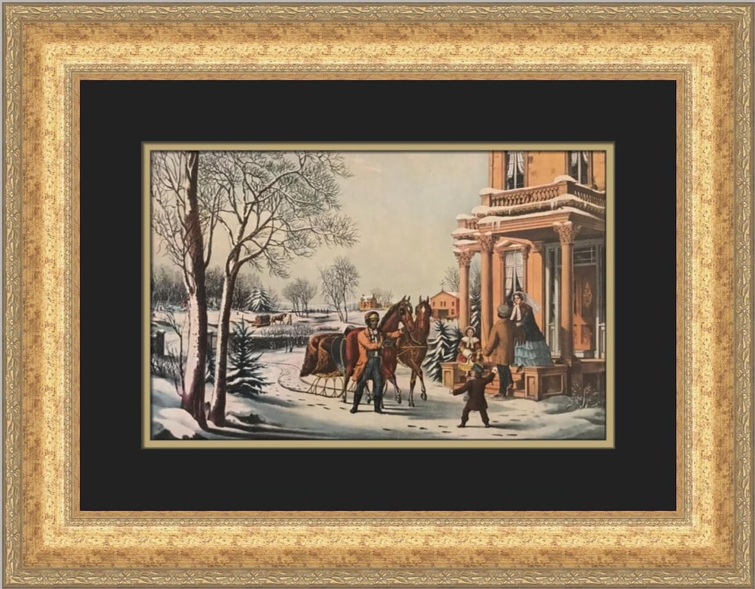 Currier & Ives American Country Life Pleasures of Winter Framed Print 1952 (1 of 2)
