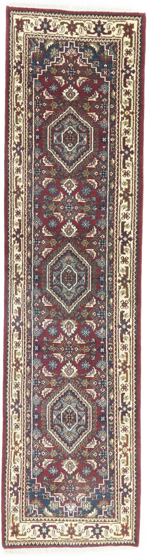 Indo-Bidjar Red Floral Wool Runner Rug 3' x 10' Hand-Knotted (1 of 16)