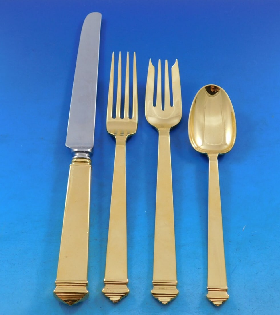 Tiffany Hampton Vermeil Sterling Silver Flatware Set 42 pcs for 8 (1 of 7)