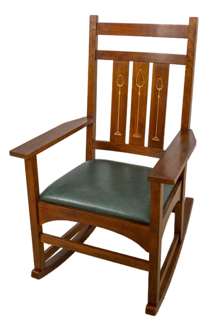 Stickley Mission Cherry Rocking Chair with Leather Seat (1 of 10)