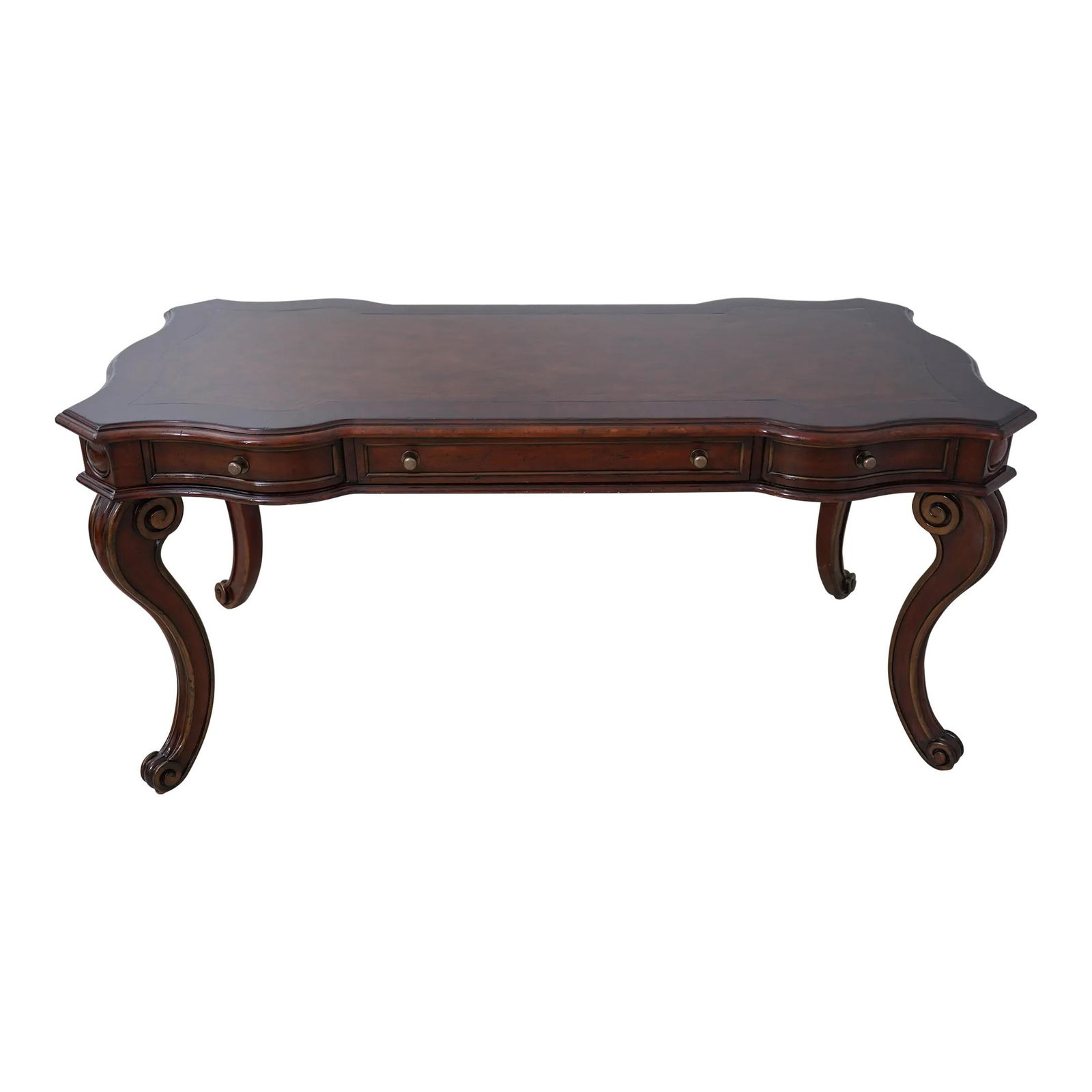 Hooker Leather Top Continental Desk with Scrolled Legs (1 of 10)