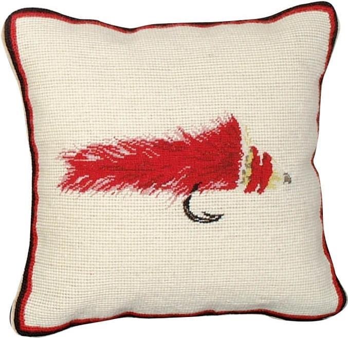 Classic 12x12 Needlepoint Fly Pillow Rustic Wool Cotton Velvet (1 of 1)