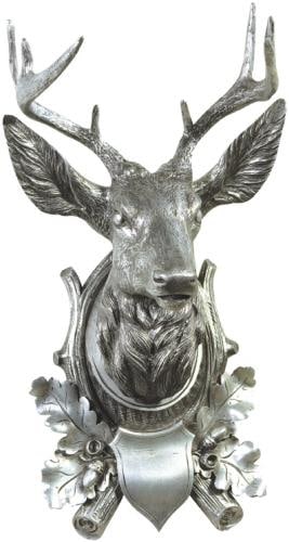 Handcrafted Silver Resin Stag Wall Trophy Lodge Decor 19H x 12W x 14D (1 of 1)
