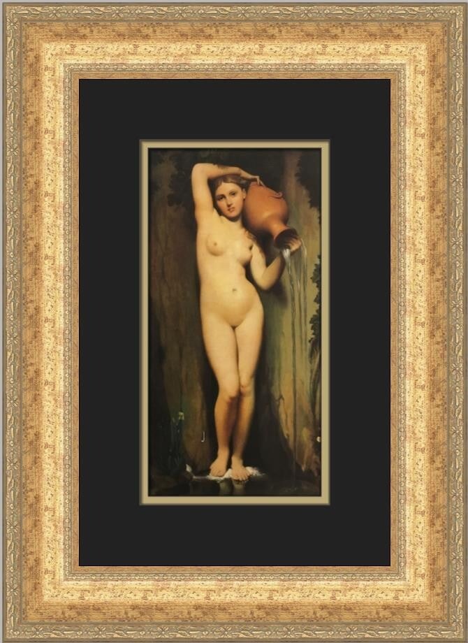 Jean Auguste Ingres The Source Custom Framed Art Print: Jean Auguste Ingres The Source Custom Framed Art Print This exquisite custom framed print features Jean Auguste Ingres' renowned work, 'The Source.' Measuring 18 inches in height and 14 inches in widt