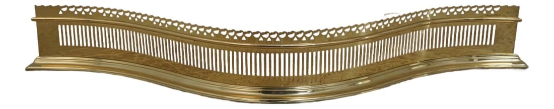 Brass Fireplace Fender in Williamsburg Design 48w x 12d x 6h: Brass Fireplace Fender in Williamsburg Design 48w x 12d x 6h This Williamsburg style brass fireplace fender features high-quality construction attributed to Virginia Metalcrafters. Designed with a tra