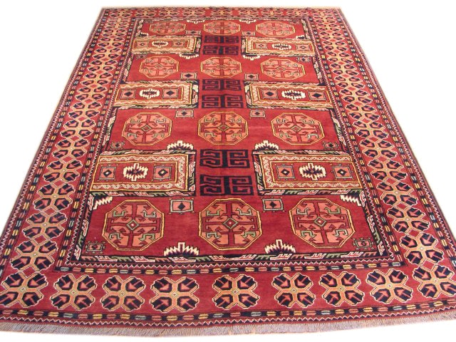 5.9 x 8.8 Handmade Afghan Natural Wool Rug (1 of 6)