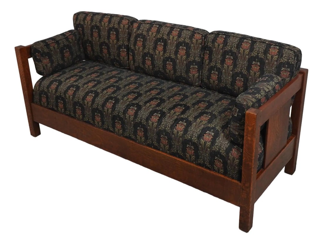 L&jg Stickley Model 232 Mission Oak Sofa Early 1900s Reupholstered (1 of 10)