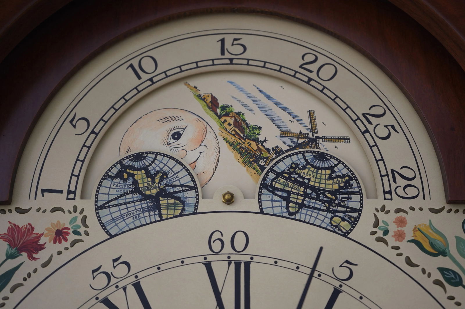 Sligh John Goddard Cherry Grandfather Clock with Beveled Glass and Brass Movement - 9