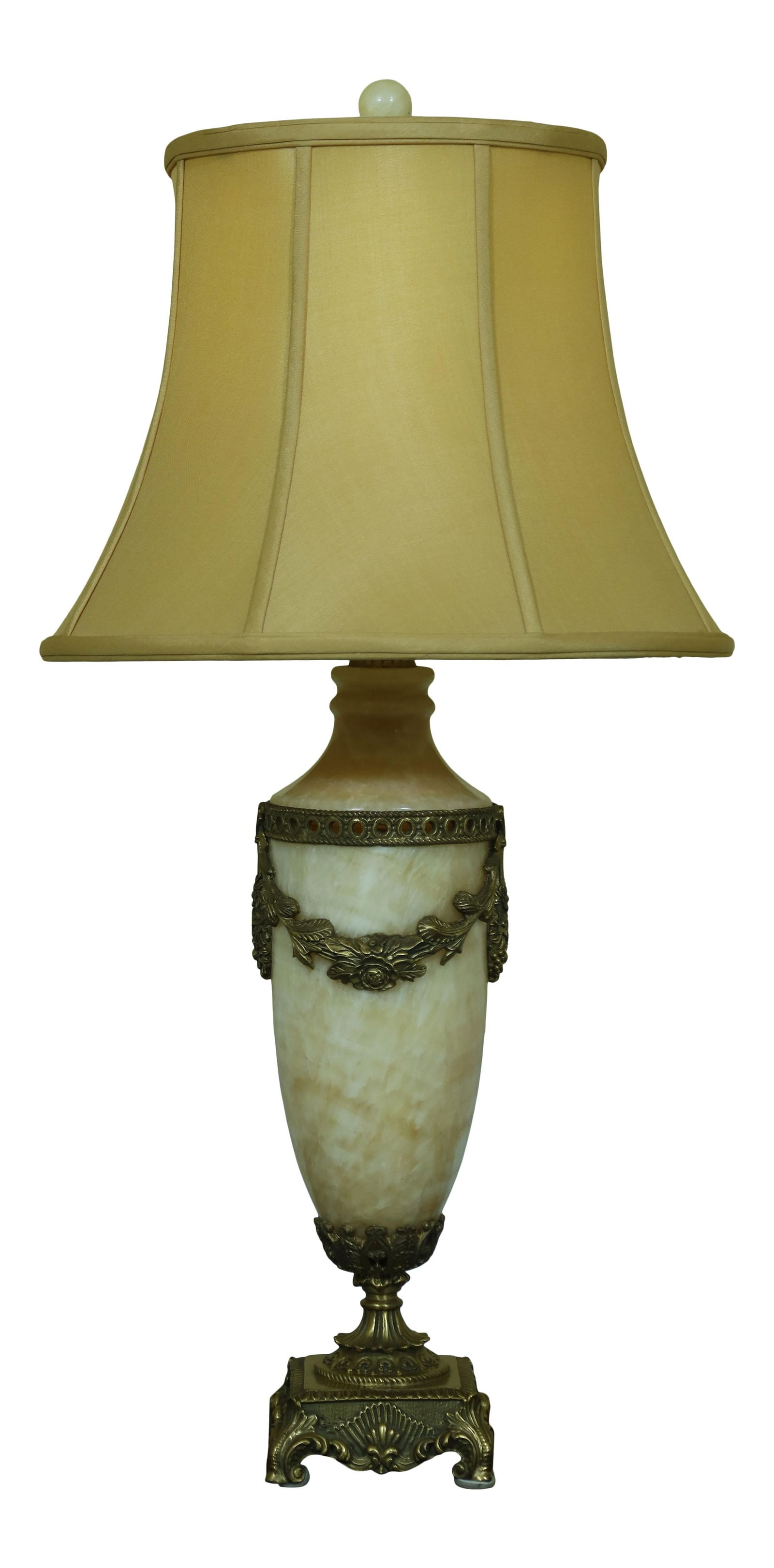 Regency Style Bronze Alabaster Urn Table Lamp with Shade: Regency Style Bronze Alabaster Urn Table Lamp with Shade This elegant Regency-style table lamp features a beautiful combination of bronze and alabaster, showcasing high-quality construction and fine d