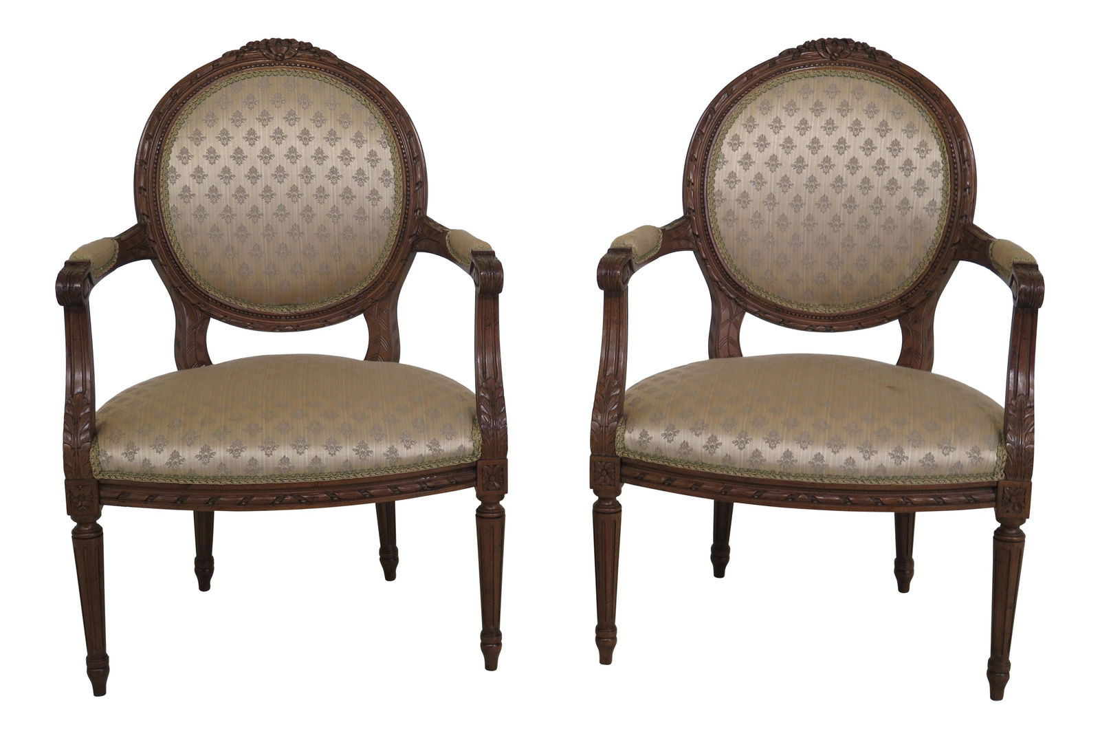 Pair of Vintage French Louis XV Upholstered Arm Chairs (1 of 10)