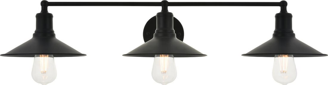 Elegant Etude Black 3-Light Wall Sconce UL-Listed Metal (1 of 1)
