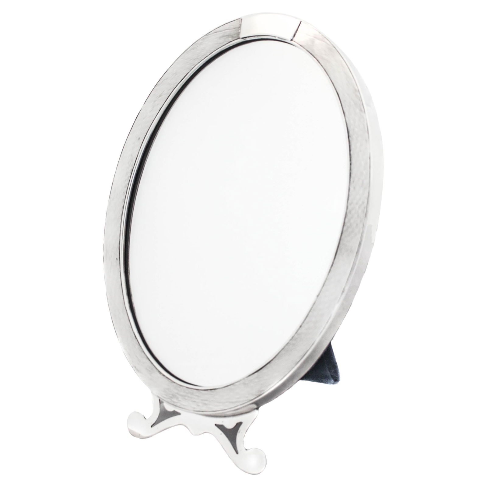 Antique I.N. Deitsch Sterling Silver Vanity Mirror 1904 with Engine-Turned Design: Antique I.N. Deitsch Sterling Silver Vanity Mirror 1904 with Engine-Turned Design This exquisite sterling silver vanity mirror, crafted in 1904 by the renowned I. N. Deitsch silver company of New York