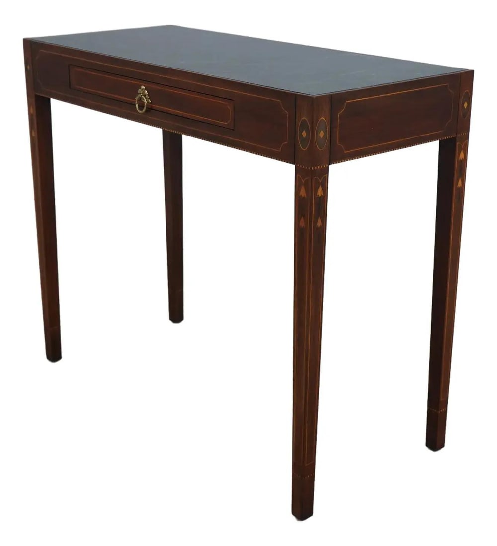 Henkel Harris Historic Salem Mahogany Marble Top Table: Henkel Harris Historic Salem Mahogany Marble Top Table This exquisite Henkel Harris Mahogany Marble Top Mixing Table showcases high-quality craftsmanship with a classic Federal style. Part of the Hist
