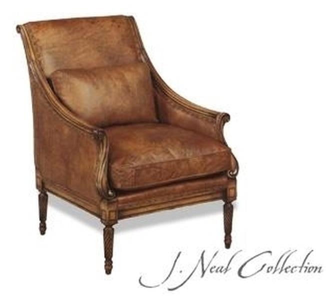 Handcrafted Chestnut Leather Accent Chair USA English Traditional Style - 2