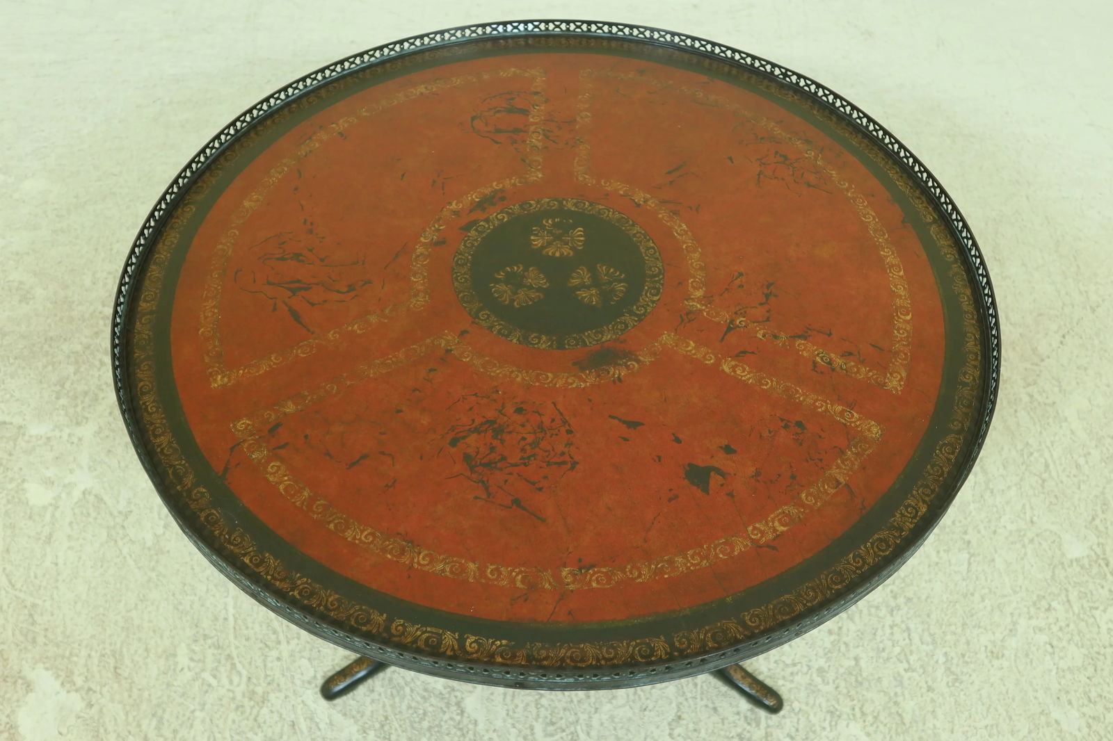 Maitland Smith Regency Leather Wrapped Center Table with Brass Edge - 4