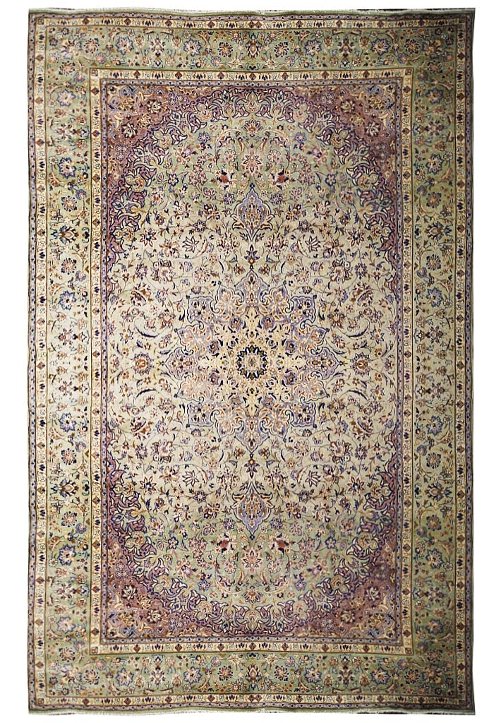 10.2 x 15.11 Authentic Persian Kashan Rug Light Green Handmade: 10.2 x 15.11 Authentic Persian Kashan Rug Light Green Handmade Free continental US Shipping Transform your living space with this exquisite 10.2' x 15.11' Authentic Persian Kashan Rug in a serene