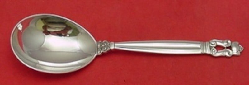 Georg Jensen Acorn Sterling Silver Gumbo Soup Spoon 6 5/8 GI/GJ Mark: Georg Jensen Acorn Sterling Silver Gumbo Soup Spoon 6 5/8 GI/GJ Mark This exquisite gumbo soup spoon features the iconic Acorn pattern by Georg Jensen, a hallmark of fine craftsmanship. Made of sterli