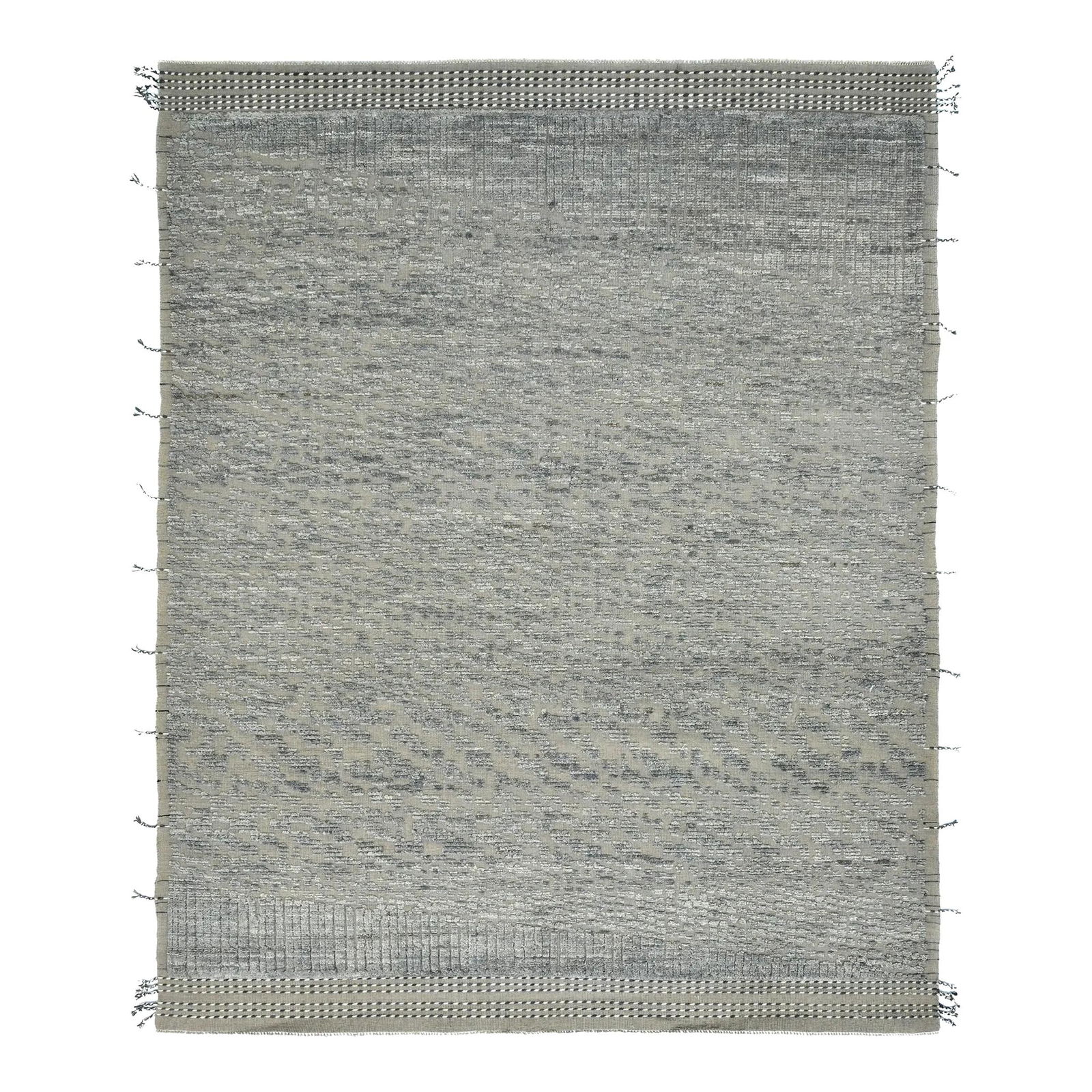 Handmade Gray Wool Moroccan Rug 8'9 x 10'11 Abstract Design (1 of 4)