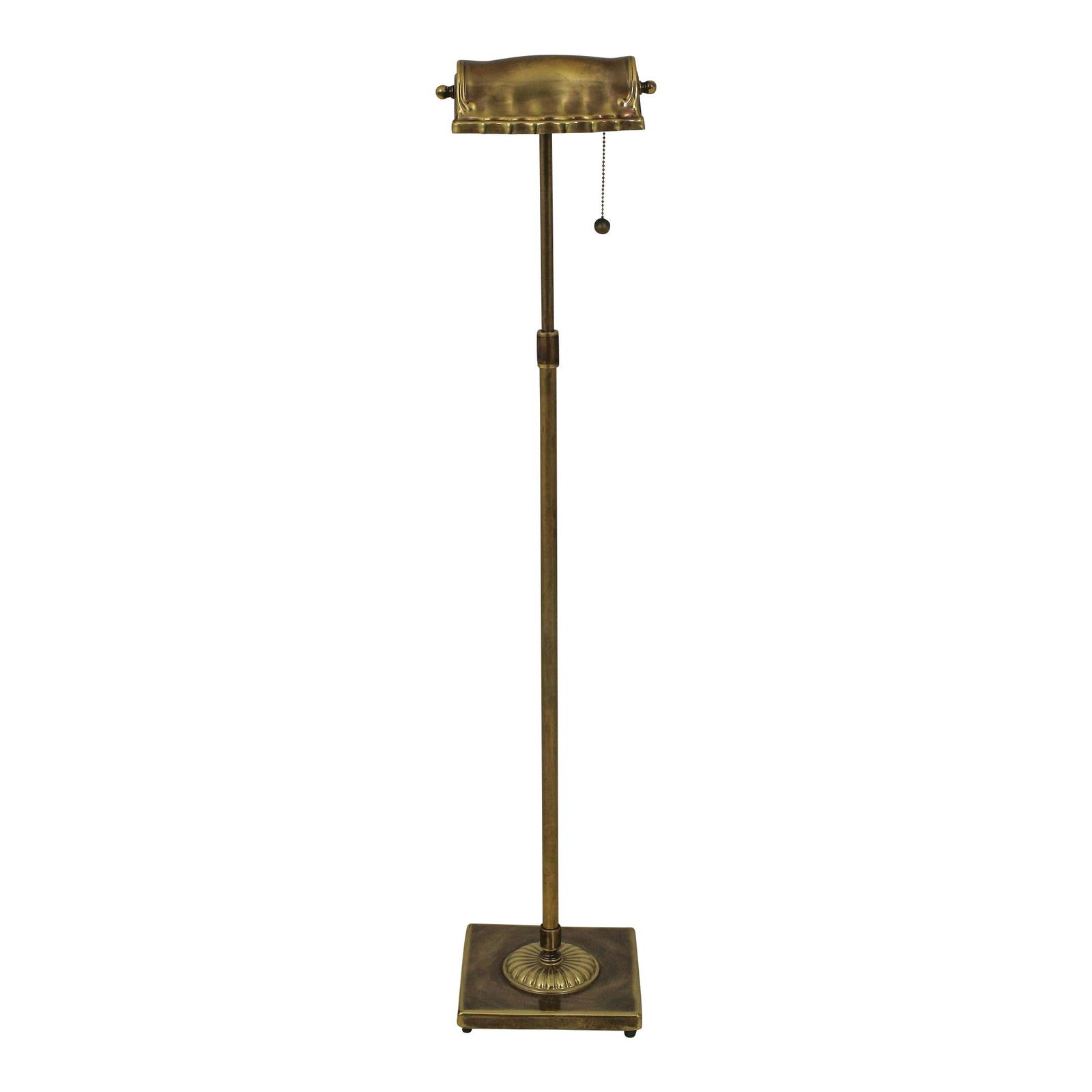 Vintage Brass Adjustable Floor Lamp with Shell Shade 40-53in (1 of 10)