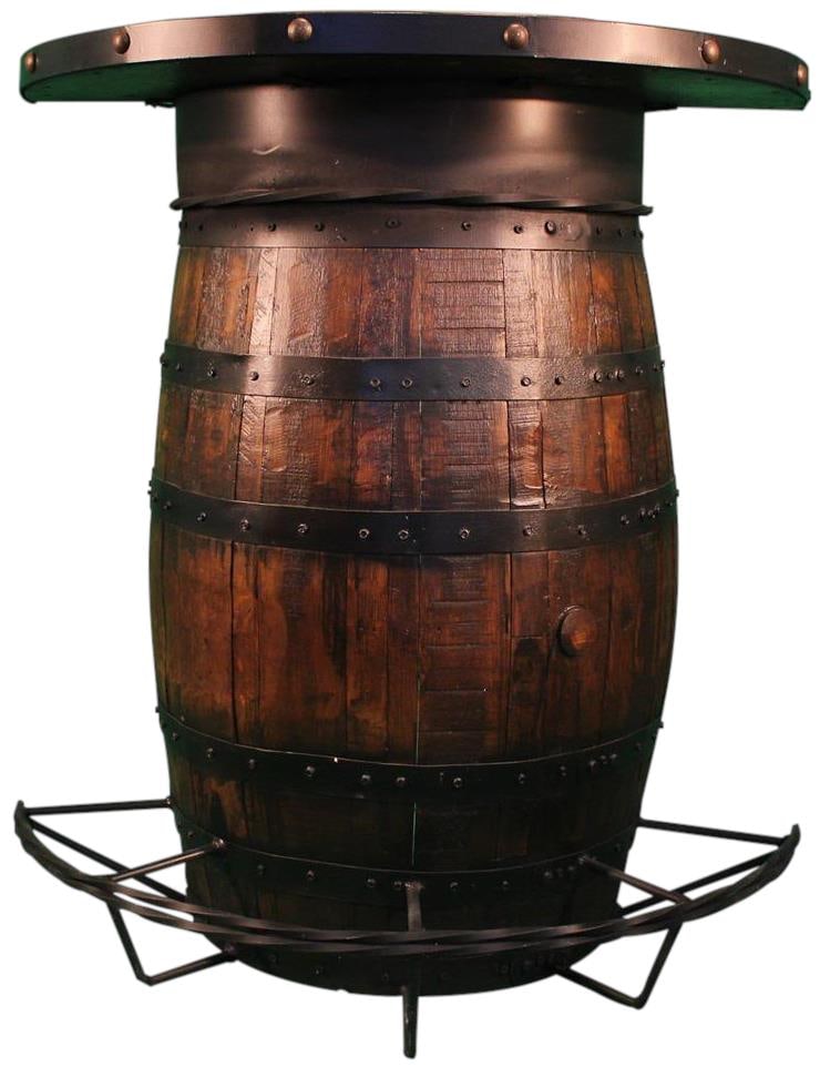 Lodge Style Half Whiskey Barrel Bar Table in Chestnut Copper (1 of 4)