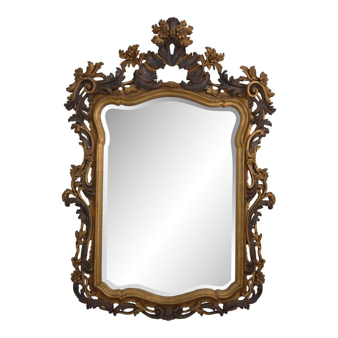 Chelin Giovanin Ornate Gold Leaf Finish Wall Mirror 40.5w x 56h: Chelin Giovanin Ornate Gold Leaf Finish Wall Mirror 40.5w x 56h This stunning Italian wall mirror showcases an ornate design that is sure to enhance any space. Crafted approximately 30 years ago, it f