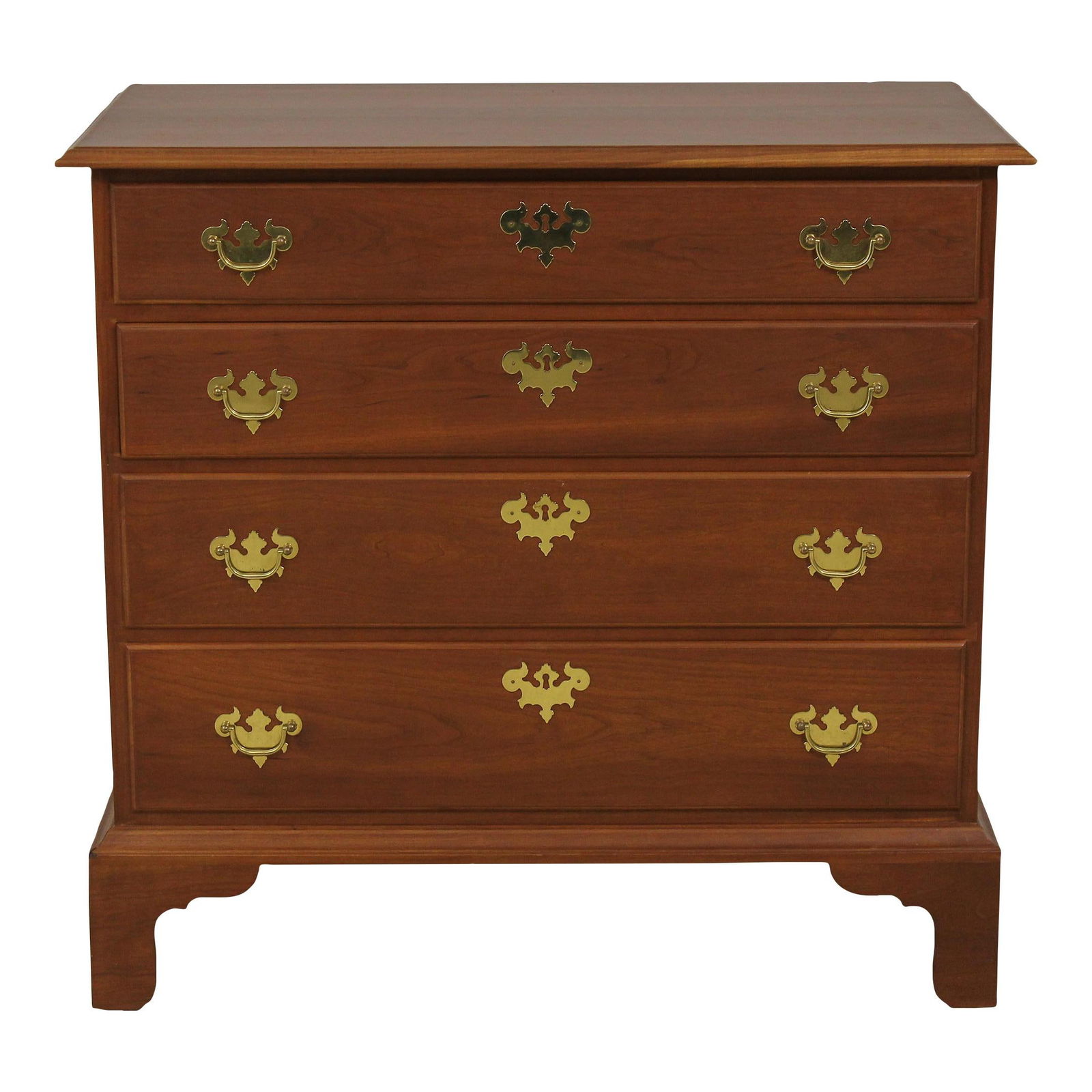 Benchmade Chippendale Cherry 4 Drawer Chest Solid Brass Hardware: Benchmade Chippendale Cherry 4 Drawer Chest Solid Brass Hardware This exquisite Chippendale style chest is crafted from solid cherry wood, showcasing a beautiful traditional design that dates back app