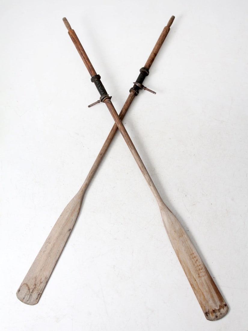 Pair of Vintage Nautical Wooden Oars with Rubber Grips (1 of 12)